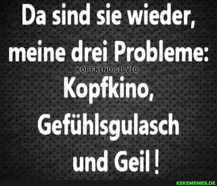 Da sind sie wieder, meine drei Probleme:
Kopfkino,
Gefühlsgulasch
und Geil!