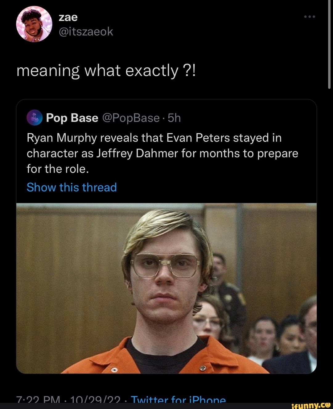 Evan Peters Stayed in Jeffrey Dahmer Character for Preparation