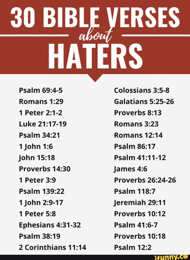 30 BIBLE VERSES HATERS Psalm Romans 1 Peter Luke Psalm 1 John John ...