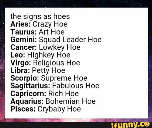 Of hoe signs a