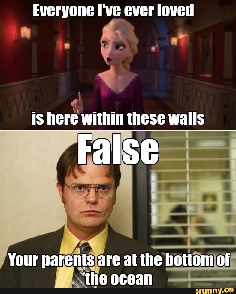 Everyone I've ever loved
is here within these walls
False
Your parents are at the bottom of
"the ocean