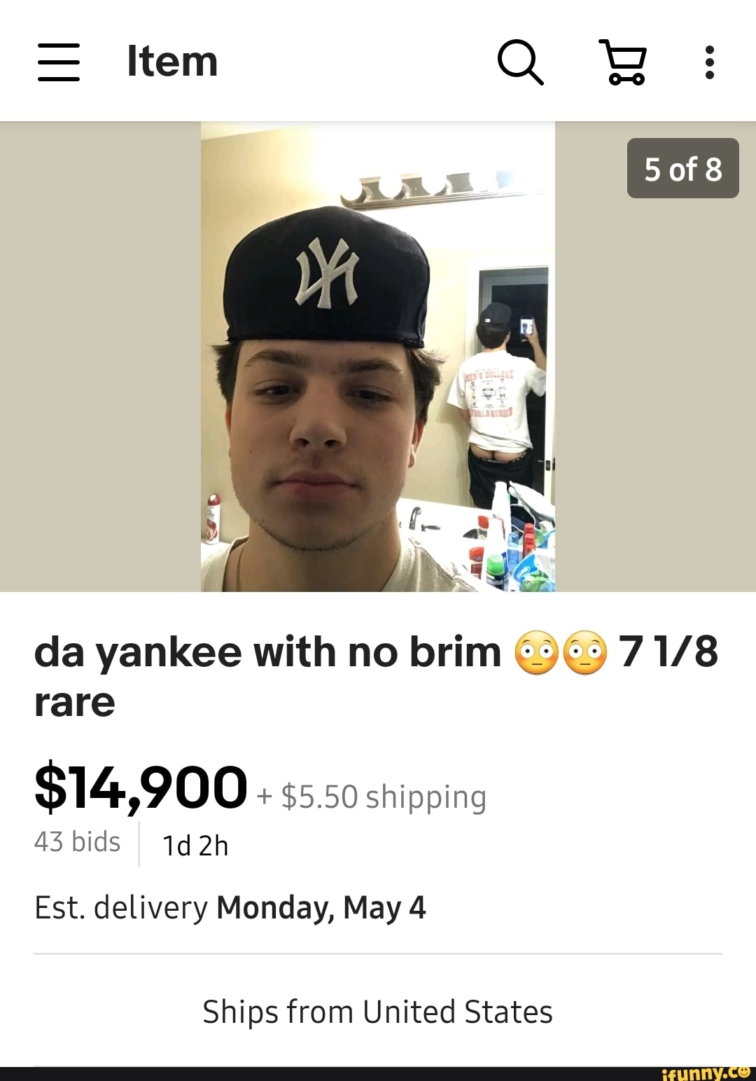 Da yankee with no brim (34) 7 1/8 rare 14,900 5.50 shipping 43 bids