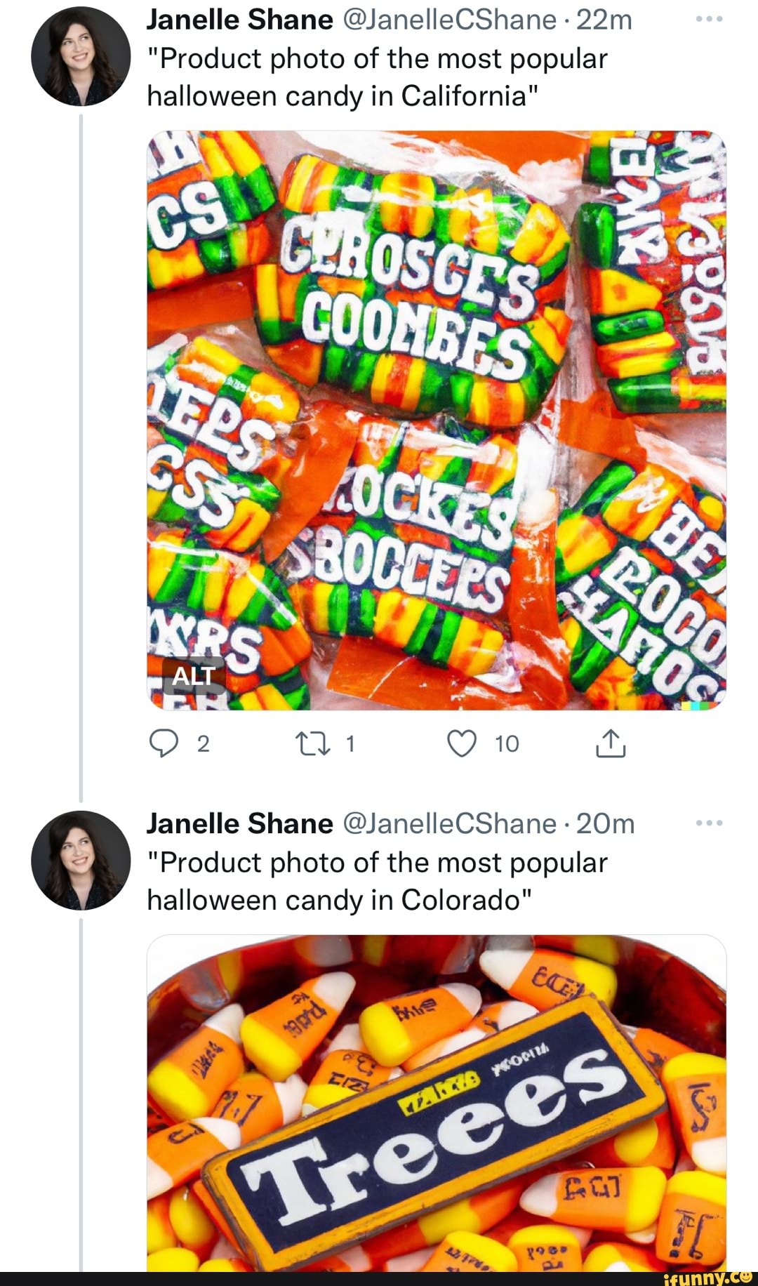 Janelle Shane JanelleCShane "Product photo of the most popular halloween candy in California