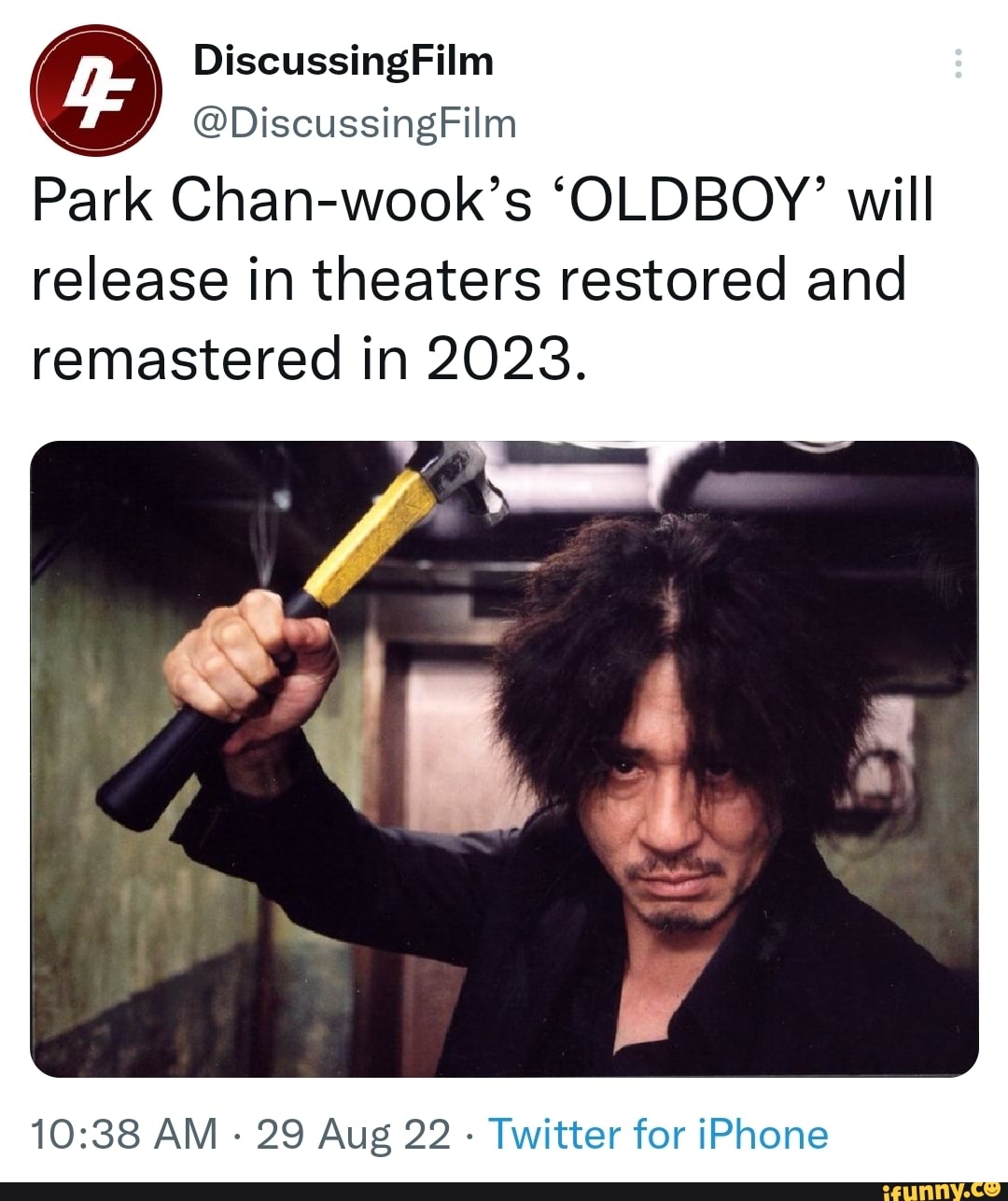 Discussing Film bDiscussingFilm Park Chanwook's 'OLDBOY' will release