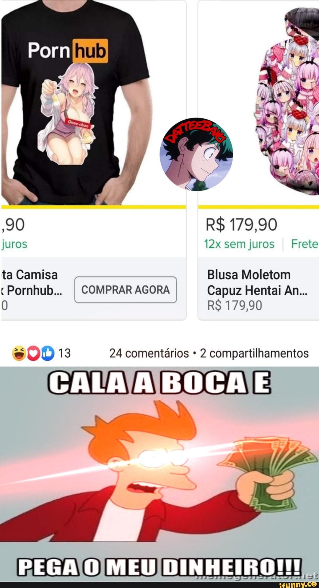 juros 12xsemjuros Frete
ta Camisa Blusa Moletom
I COMPRAR AGORA Capuz Hentai An...
39 ie Bk: 24 comentários 2 compartilhamentos
CREA REQ
PAN