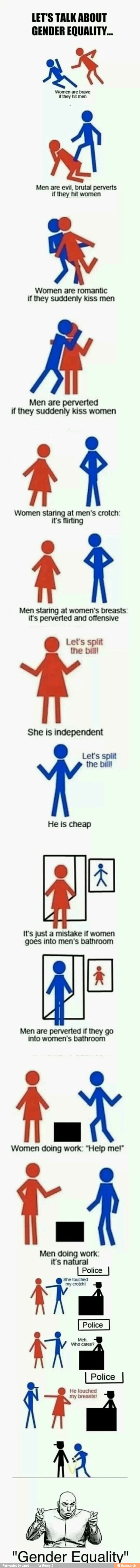GENDER EQUALITY...
Women are brave
if they hit men
I