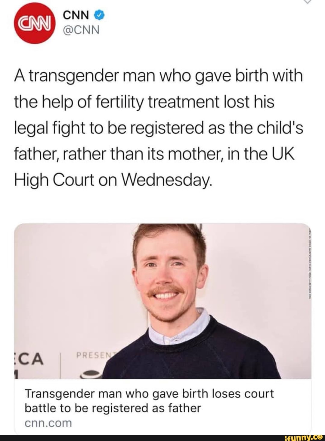 A transgender man who gave birth with the help of fertility treatment