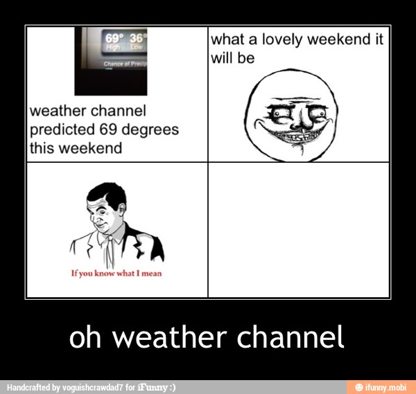 f
4 what a lovely weekend it
will be
weather channel
predicted 69 degrees
this weekend - oh weather channel
