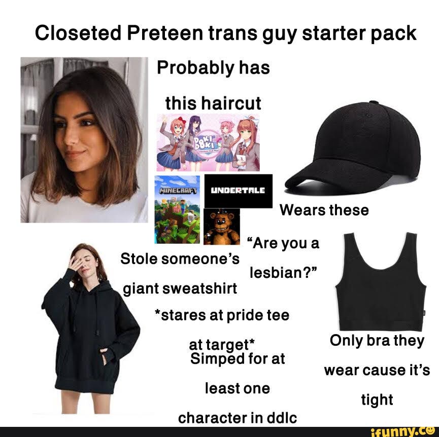 Closeted Preteen trans guy starter pack Probably has this haircut Wears ...