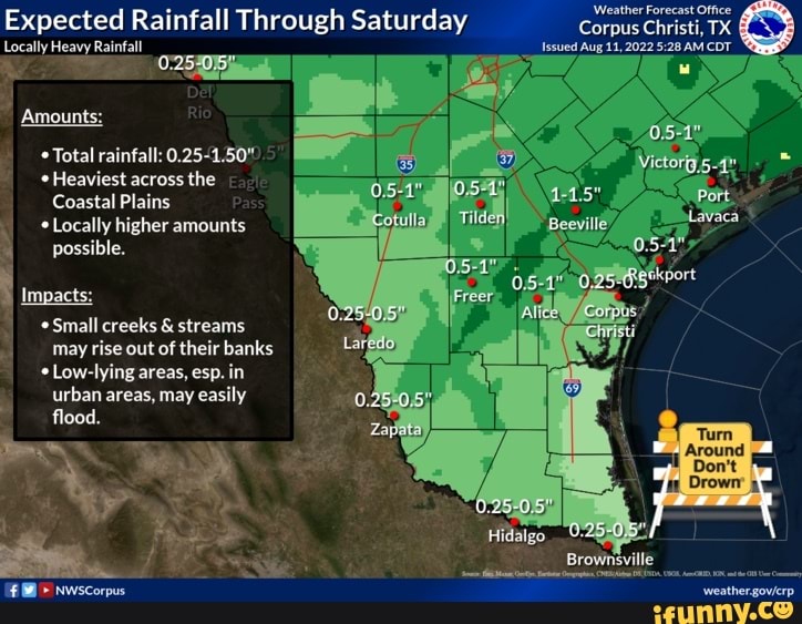 Weather Forecast Office Expected Rainfall Through Saturday Corpus