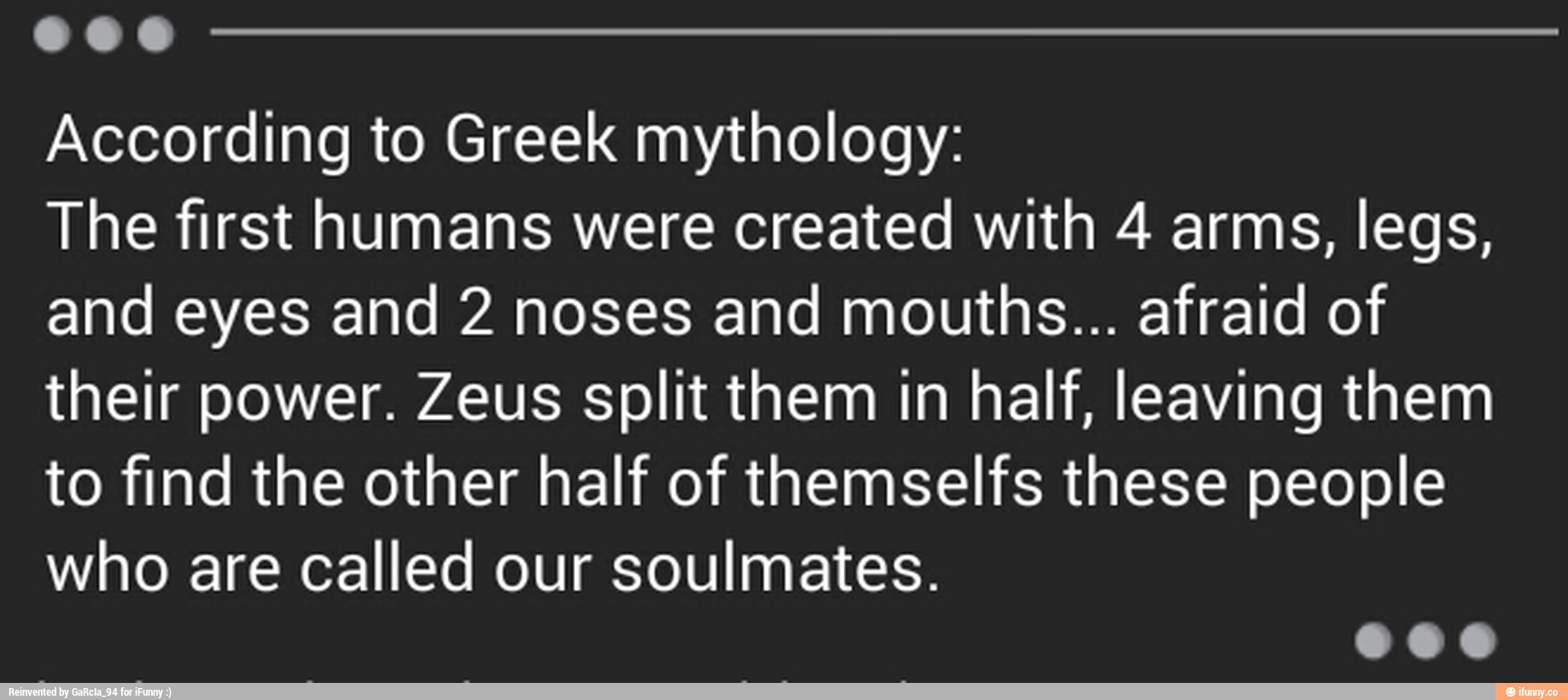 According to Greek mythology The ﬁrst humans were created with 4 arms