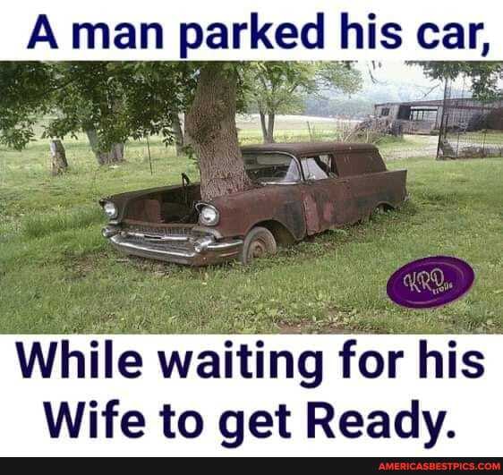 Aman parked his car,
While waiting for his
Wife to aet Readv.