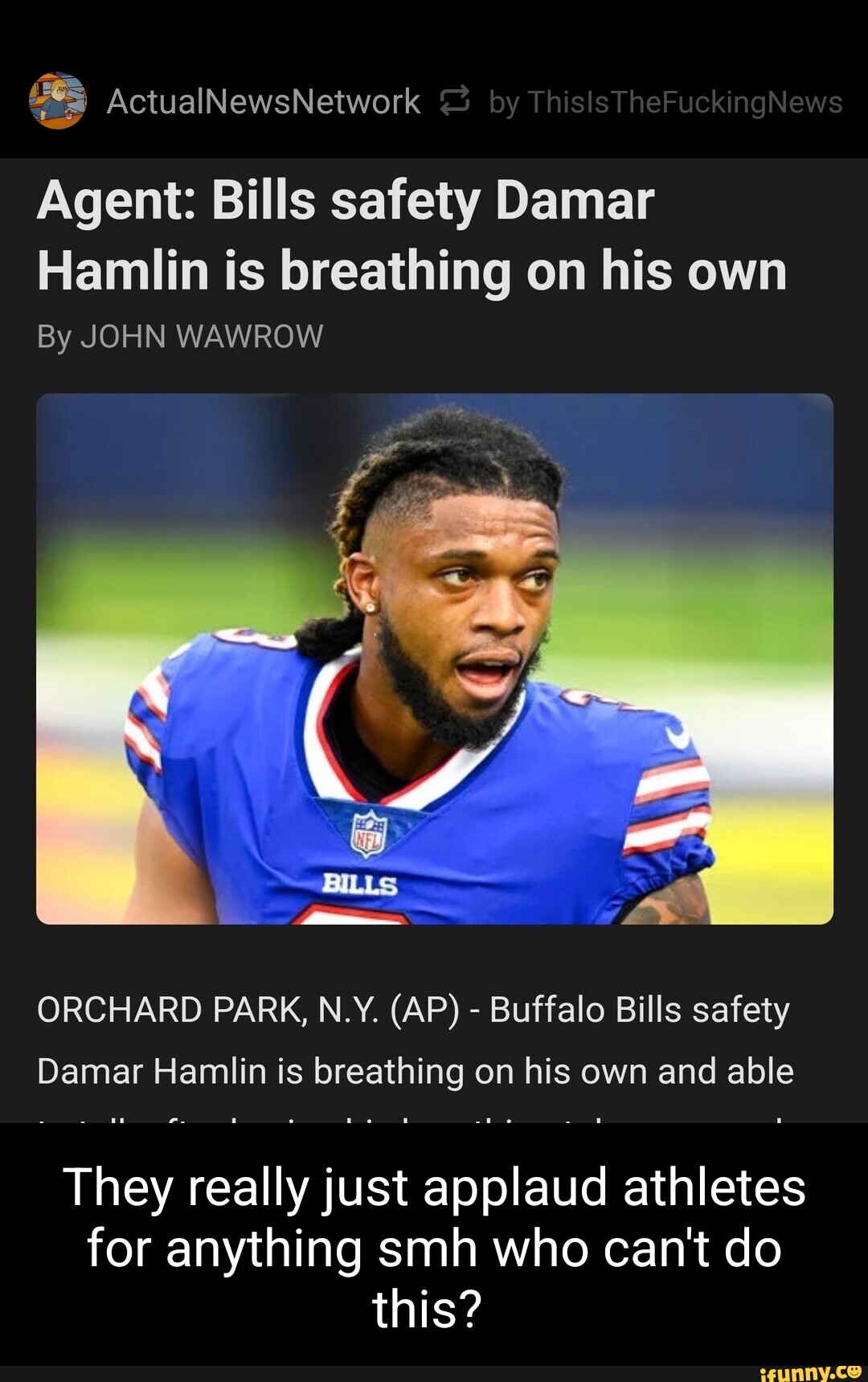 Bills' Hamlin breathing on his own, joins team via video – Saratogian