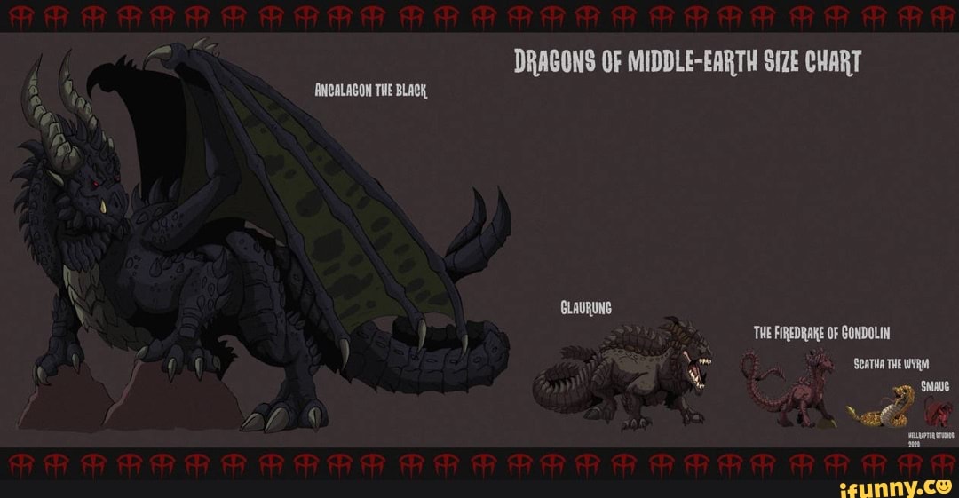 Dragons of middle-earth size chart ancalagon the black, glaurung the firedr...