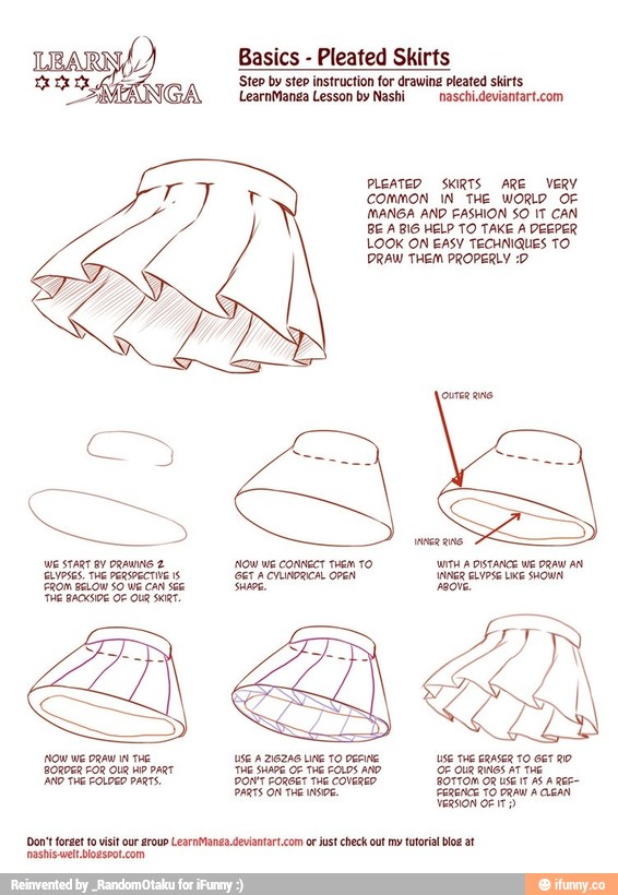 Basics Pleated Skirts 'Step by ster struction for drawing pleated