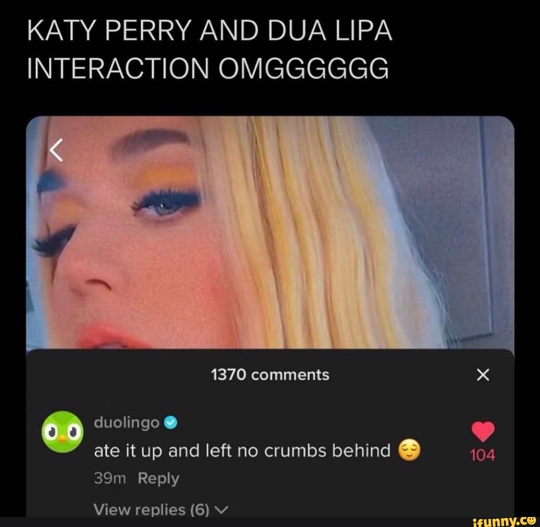 KATY PERRY AND DUA LIPA INTERACTION OMGGGGGG 1370 comments duolingo ate ...