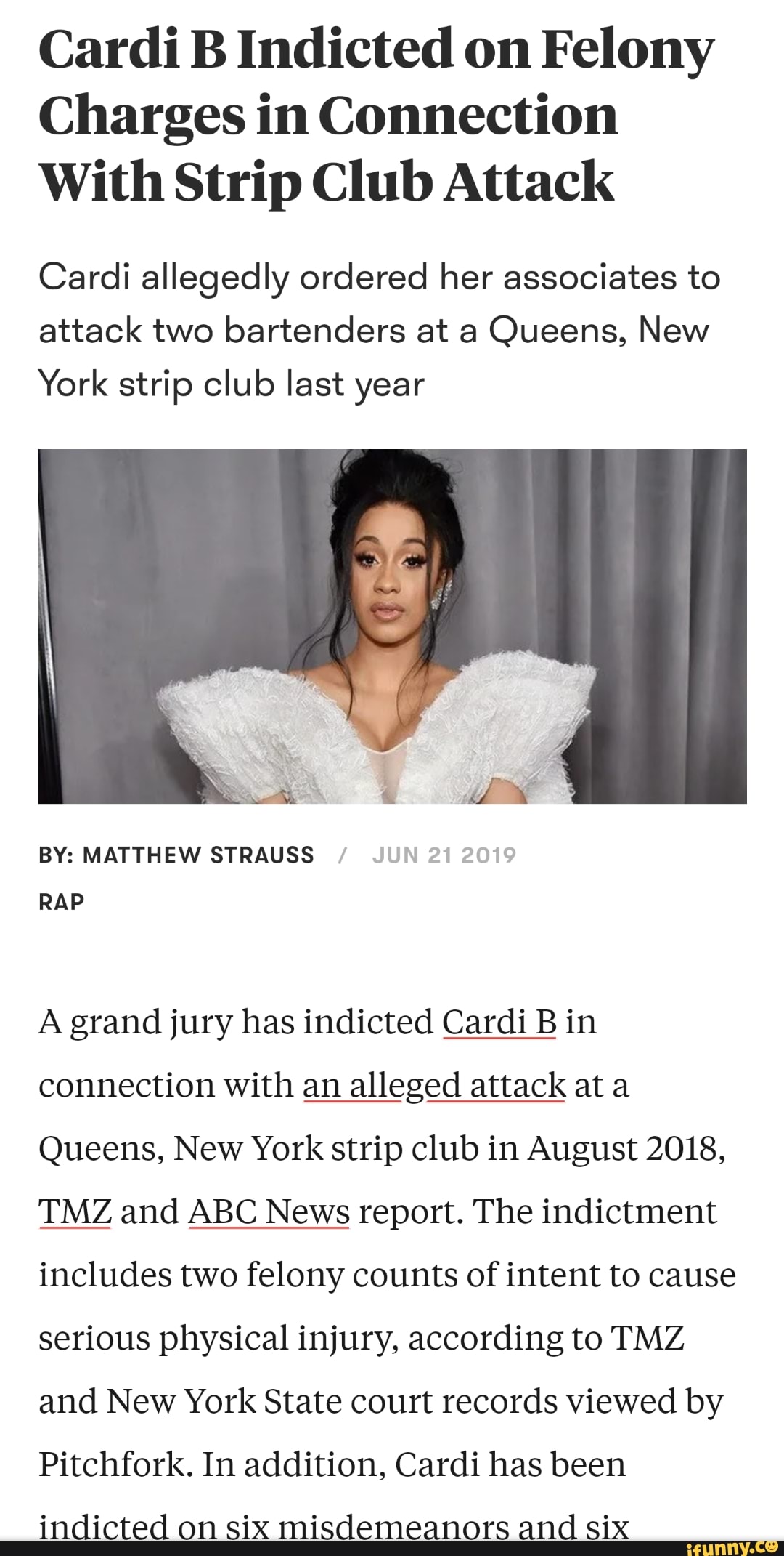 Cardi B Indicted On Felony Charges In Connection With Strip Club Attack ...