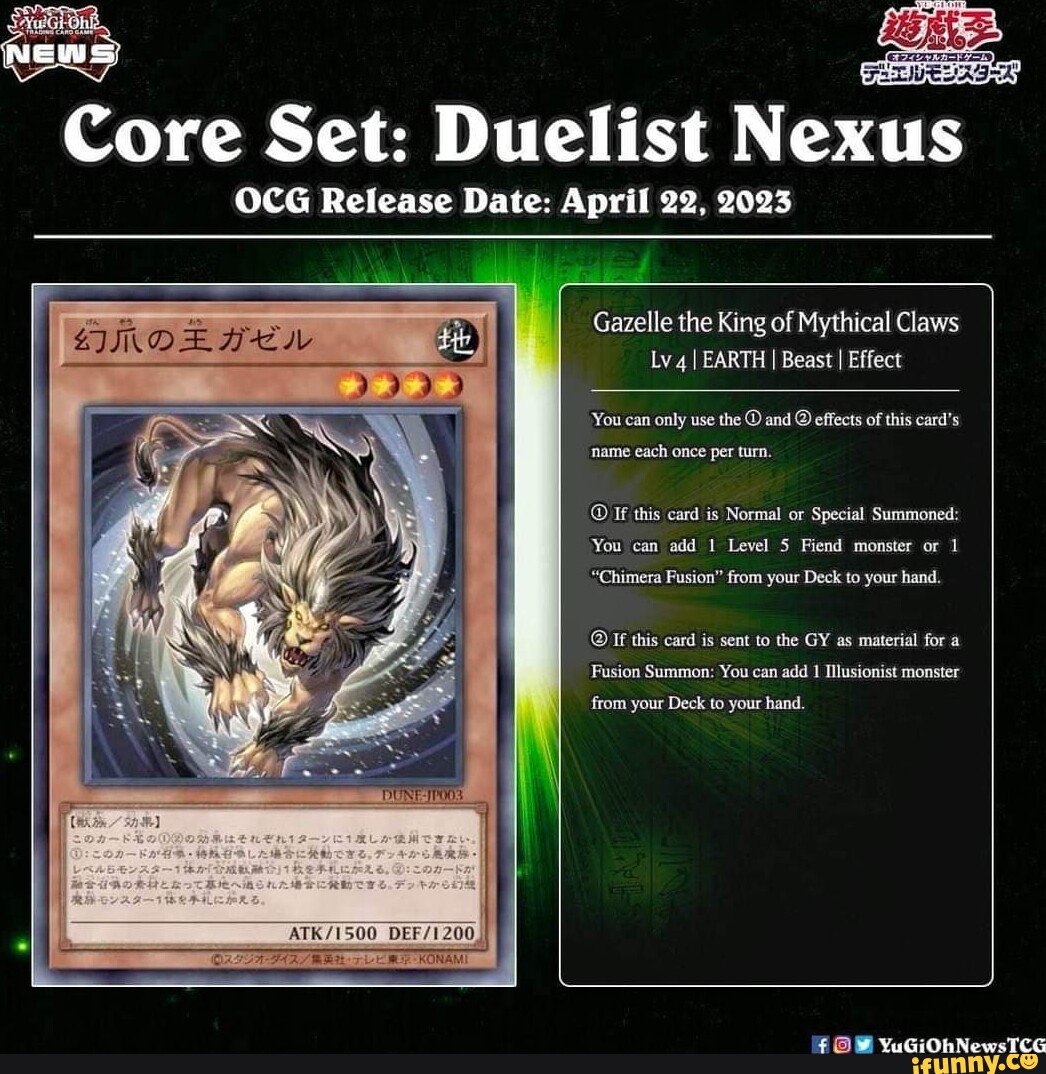 Core Set Duelist Nexus OCG Release Date April 22, 2023 BN Gazelle the