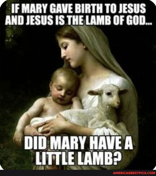 IF MARY GAVE BIRTH TO JESUS AND JESUS IS THE LAMB OF GOD...
ww
DID MARY HAVE A
LITTLE LAMB?