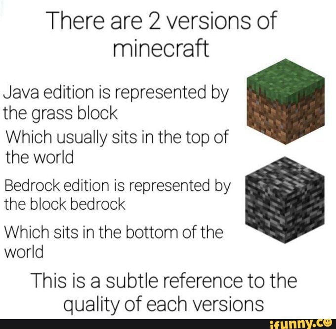 There are 2 versions of minecraft Java edition is represented by the ...