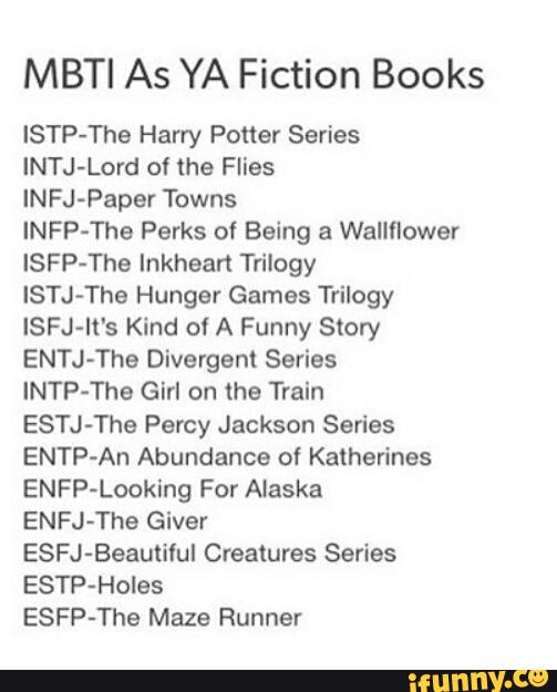 Mbti As Ya Fiction Books Istp The Harry Potter Series Intj Lord Of The Flies Infj