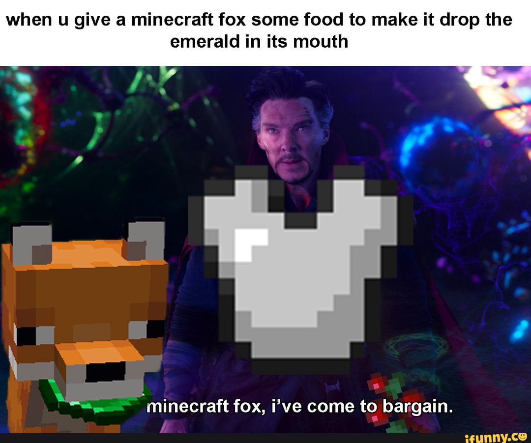 When U Give A Minecraft Fox Some Food To Make It Drop The Emerald In Its Mouth Vi Minecraft 3654