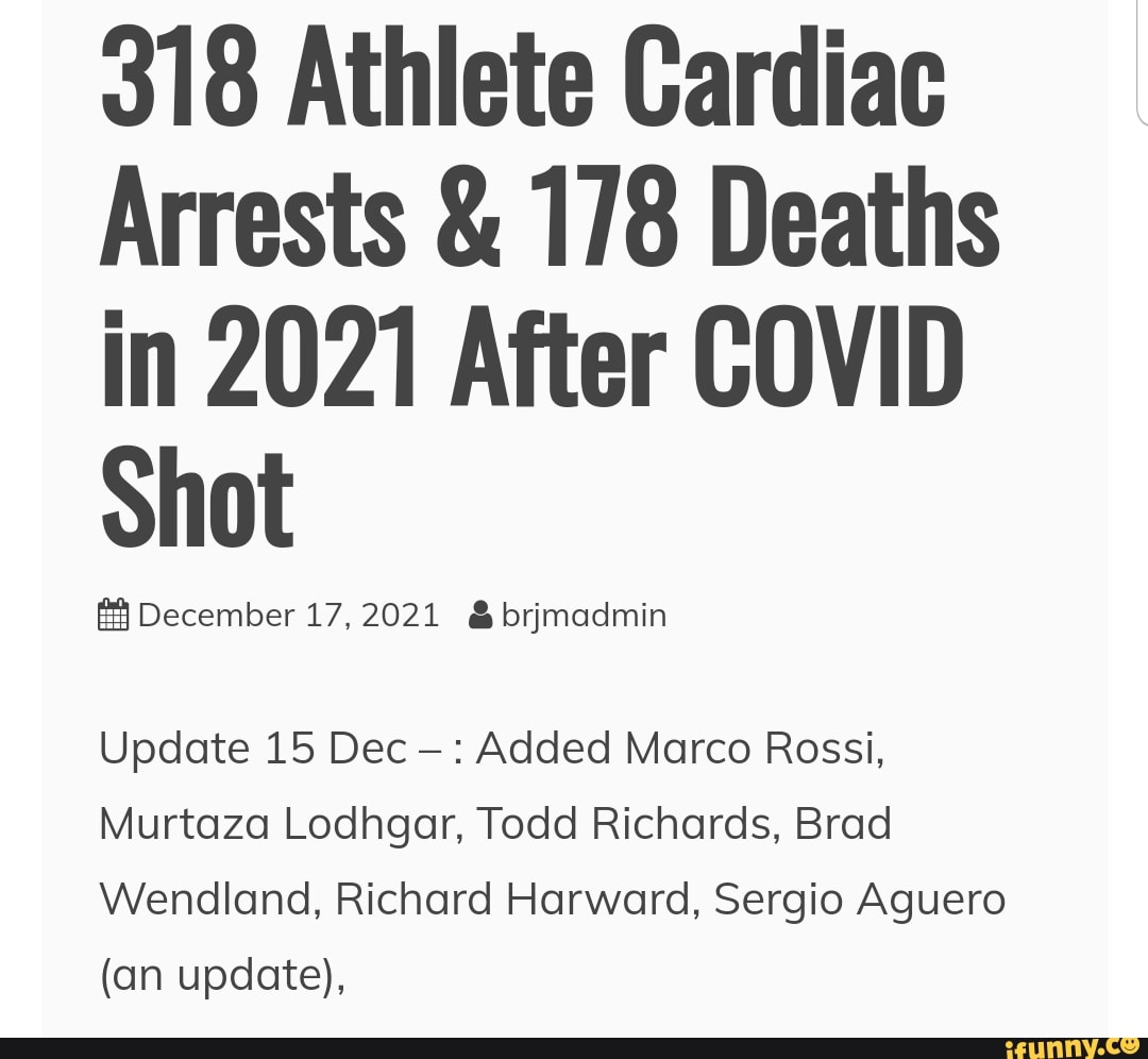 318 Athlete Cardiac Arrests & 178 Deaths in 2021 After COVID Shot