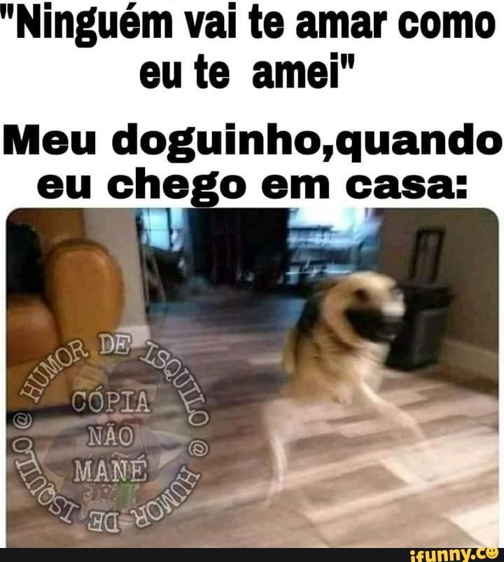 'Ninguém vai te amar como
eu te amei"
Meu doguinho,quando
eu chego em casa: