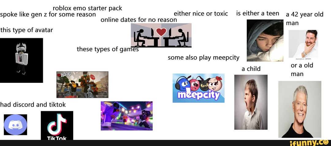 Roblox emo starter pack spoke like gen z for some reason either nice or ...