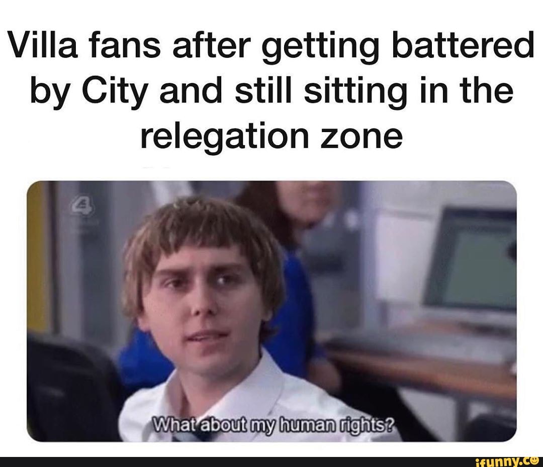 Villa fans after getting battered
by City and still sitting in the
relegation zone