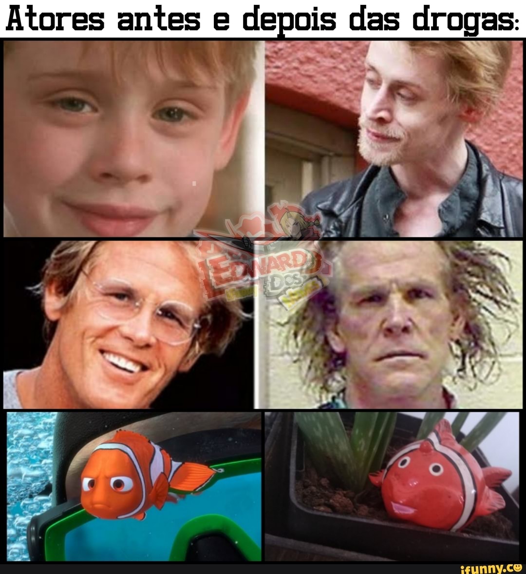 Atores antes e depois das drogas: