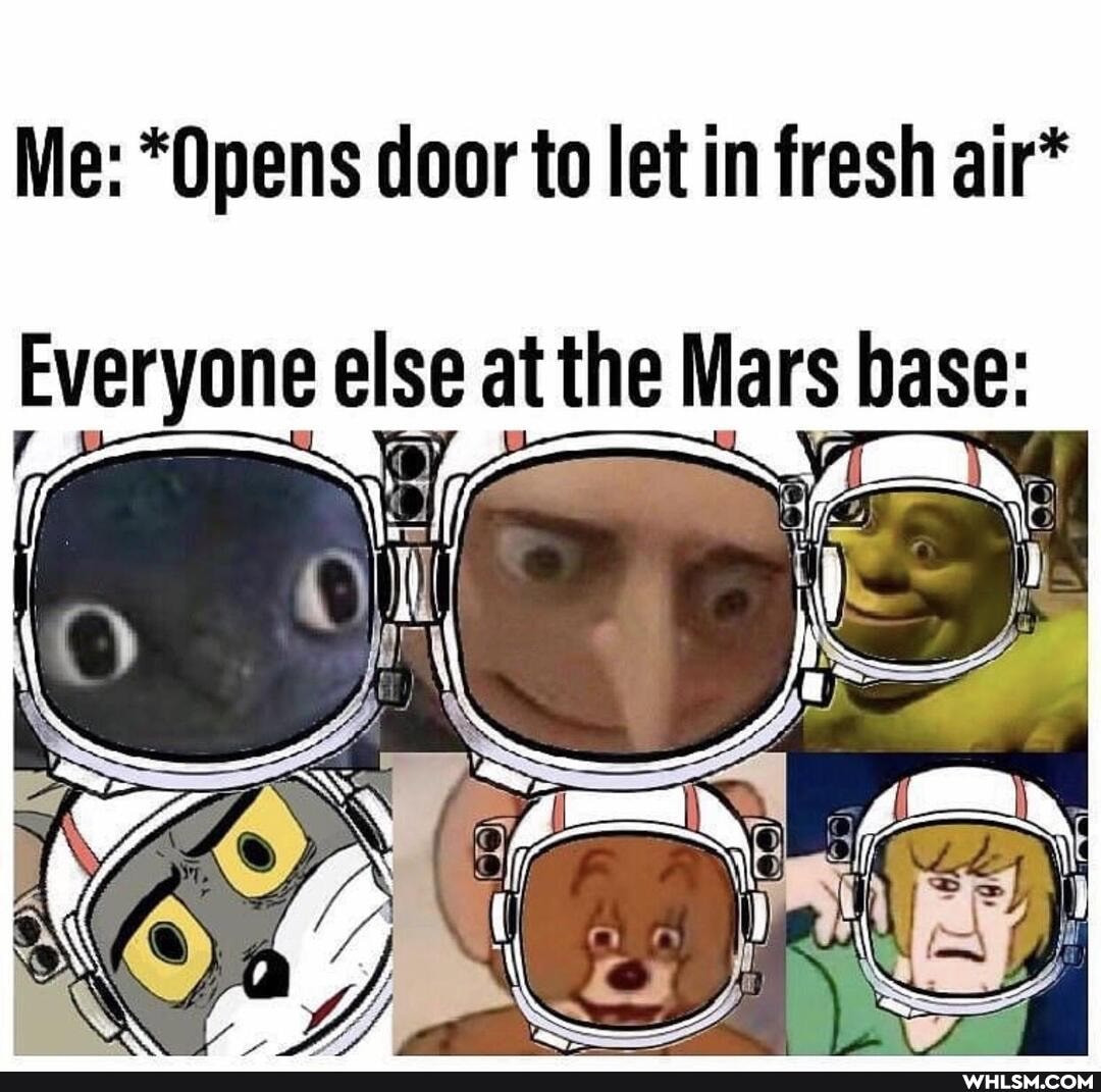 Me: *Opens door to let in fresh air*
Everyone else at the Mars base: