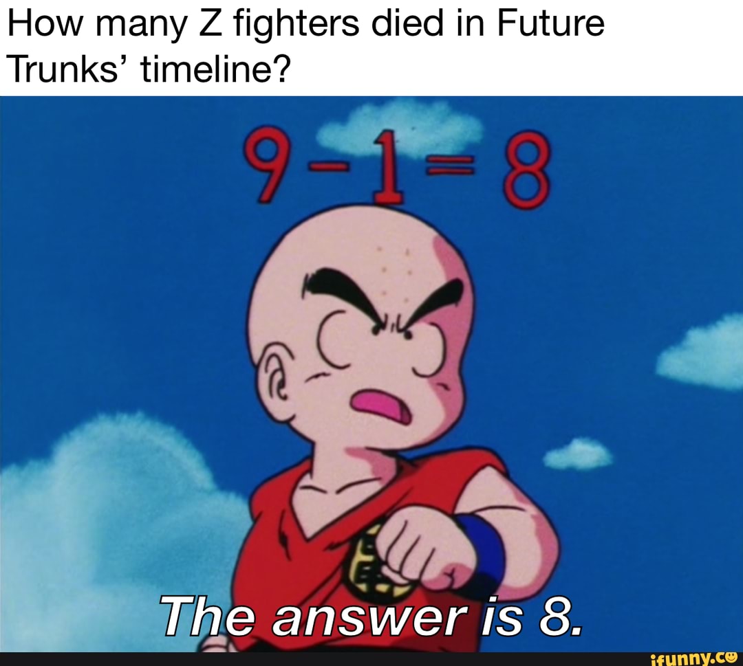 How many Z fighters died in Future
Trunks' timeline?
ihe answer is 8.