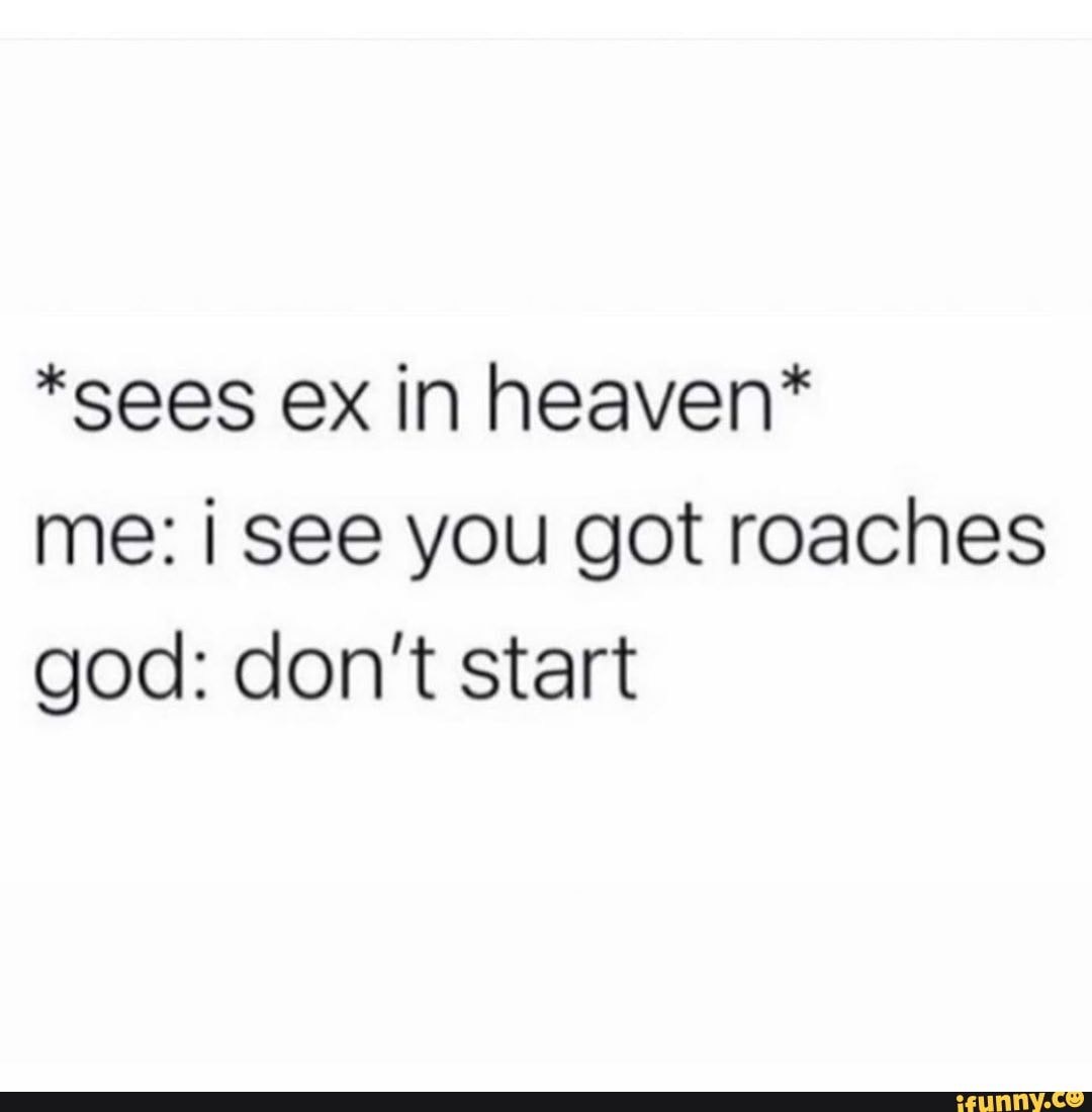 *sees ex in heaven* me: i see you got roaches god: don't start - iFunny