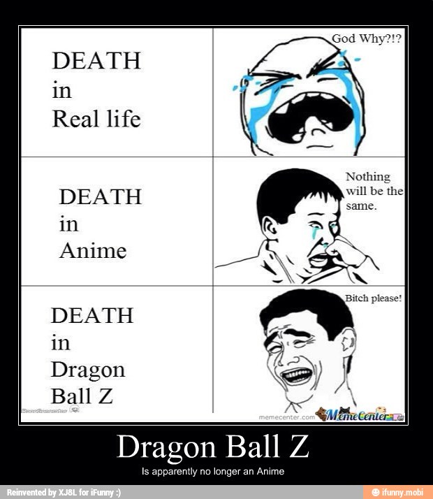 DEATH
in
Real life
DEATH
in
Anime
AN o
À
Bitch please
DEATH
Dragon e)
J
Ball Z
Dragon Ball Z