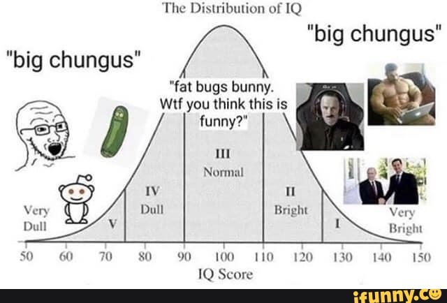 "big chungus"
"big chungus"
"fat bugs bunny.
Wtf you think this i
funny?"
$0 90 100 110 120 130 140 150
1Q Score