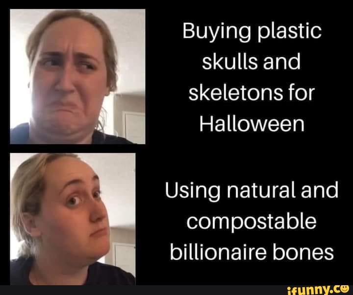 Buying plastic skulls and skeletons for Halloween Using natural and