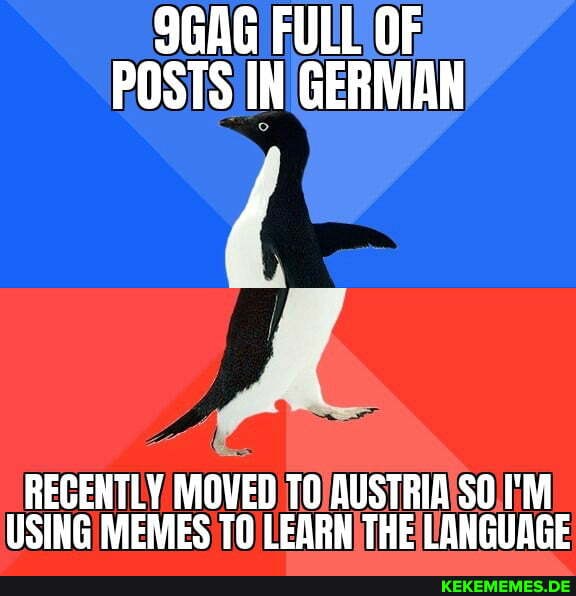 9GAG FULL OF POSTS IN GERMAN RECENTLY MOVED TO AUSTRIA SO I'M USING MEMES TO LEA