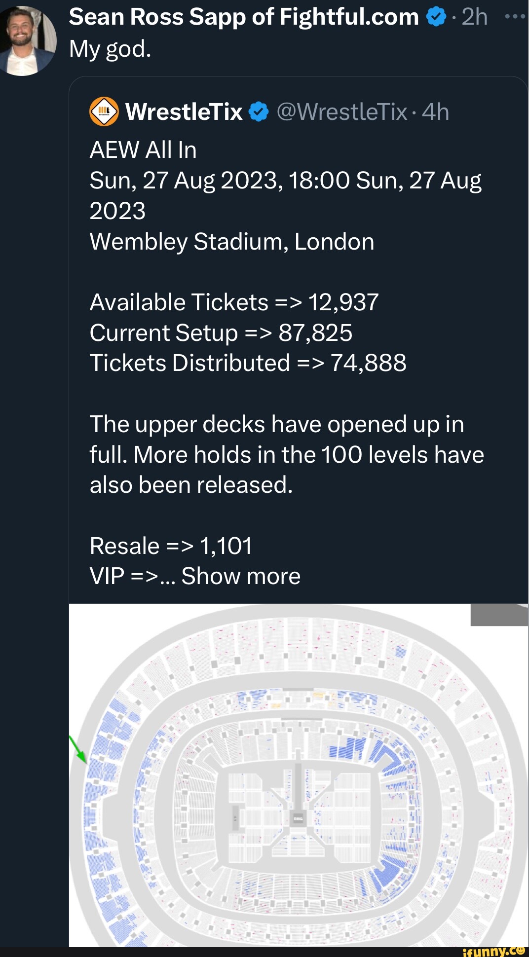 Sean Ross Sapp of My god. AEW All In WrestleTix WrestleTix Sun, 27 Aug