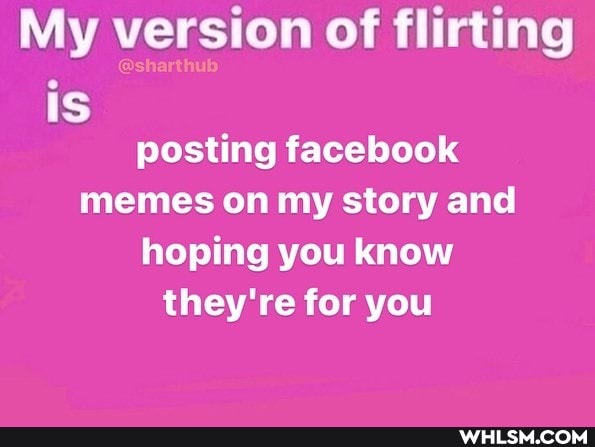My version of flirting is posting facebook memes on my story and hoping you know they're for you