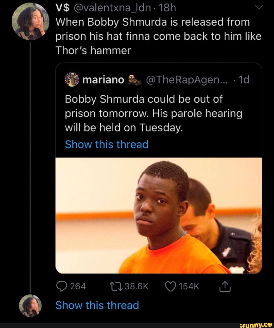 42 Prison His Hat Finna Come Back To Him Like Thor S Hammer Bobby Shmurda Could Be Out Of Prison Tomorrow His Parole Hearing Will Be Held On Tuesday Show This Thread Ifunny