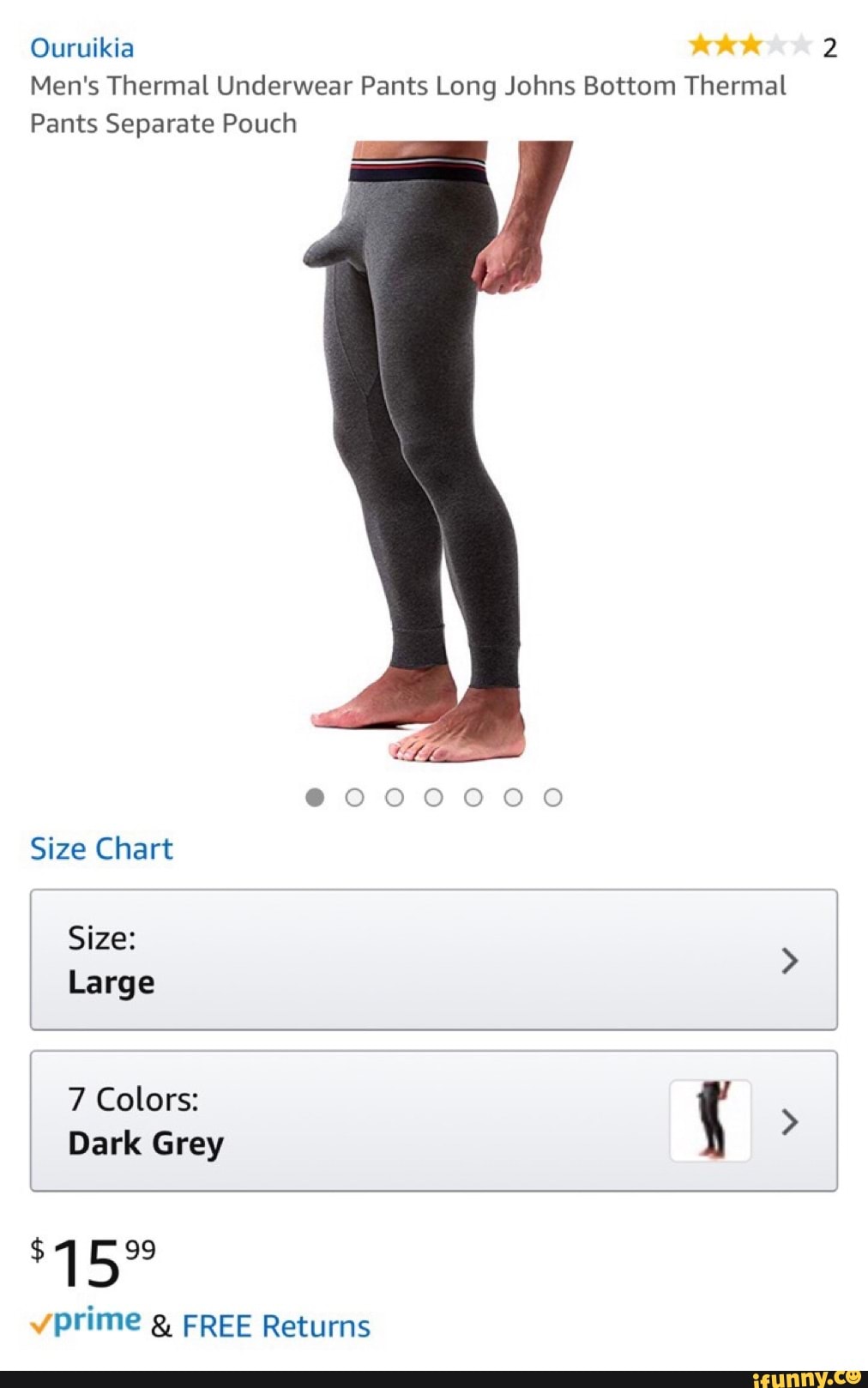Ouruikia Mens Thermal Underwear Pants Thermal Bottoms Long Johns Bottoms with Separate Pouch