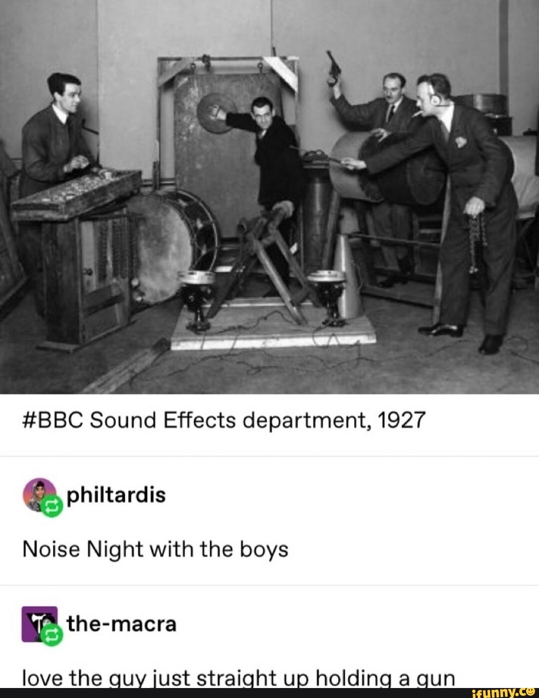 > L BBC Sound Effects department, 1927 phittardis Noise Night with the
