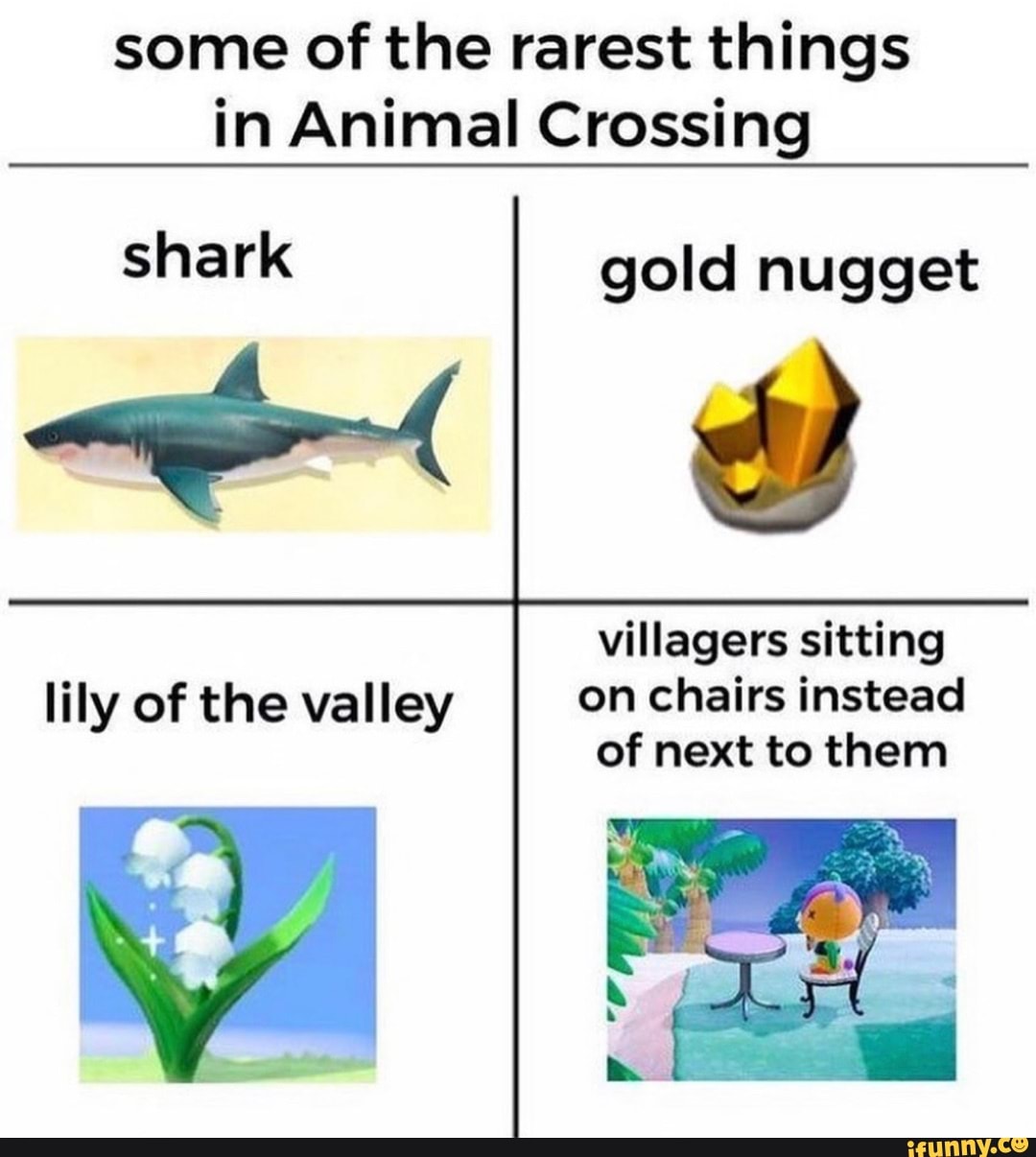 Some of the rarest things in Animal Crossing shark gold nugget of the