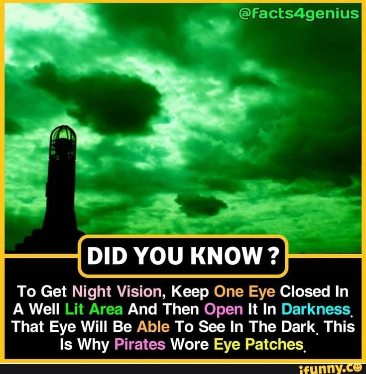 facts4genius DID YOU KNOW ? To Get Night Vision, Keep One Eye Closed