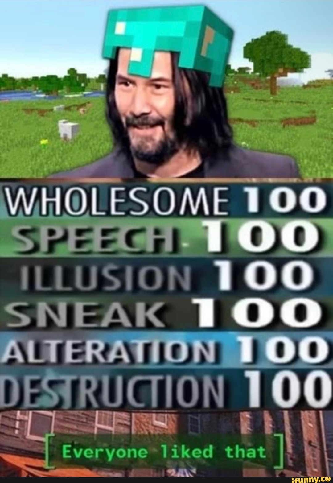 WHOLESOME 100 ILLUSION 100 SNEAK 100 AWIE RATION OO DESTRUCTION 100
