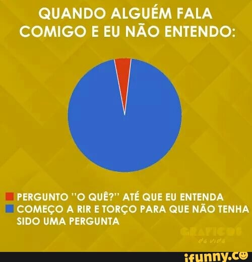 QUANDO ALGUÉM FALA
COMIGO E EU NÃO ENTENDO:
I
PERGUNTO "O QUÊ?" ATÉ QUE EU ENTENDA
COMEÇO
A
RIR E TORÇO PARA QUE NÃO TENHA
SIDO UMA PERGUNTA