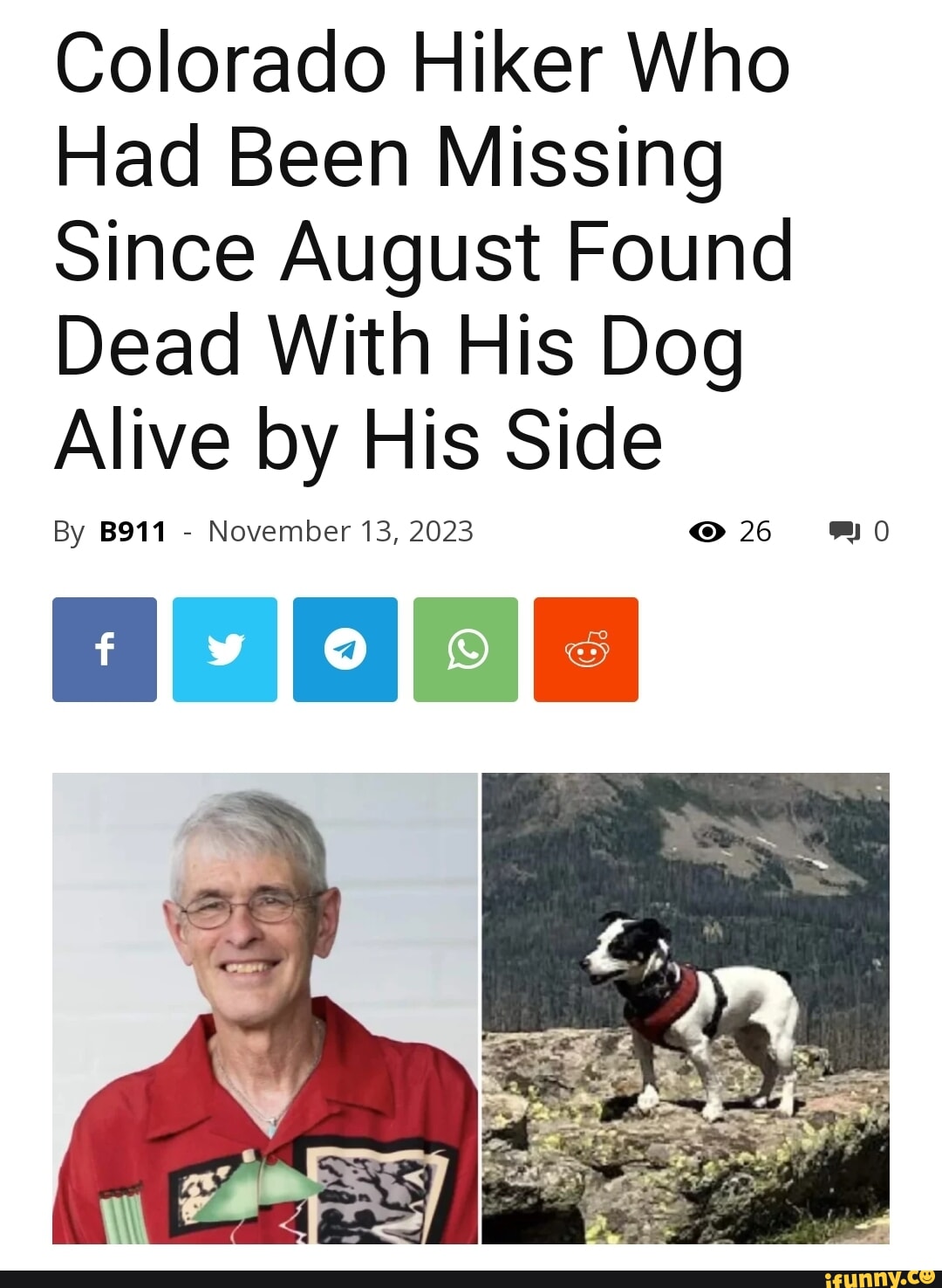 Colorado Hiker Who Had Been Missing Since August Found Dead With His ...