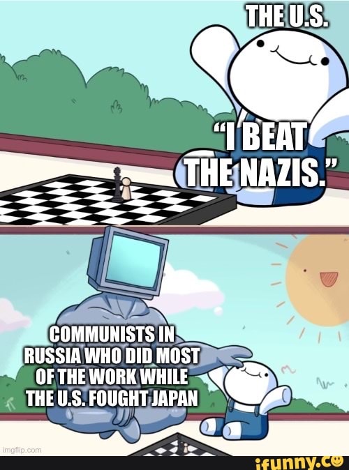 THEU.S.
BEAT,
COMMUNISTS IN RUSSIA WHO DID MOST
OF THE WORK WHILE FOUGHT JAPAN
1