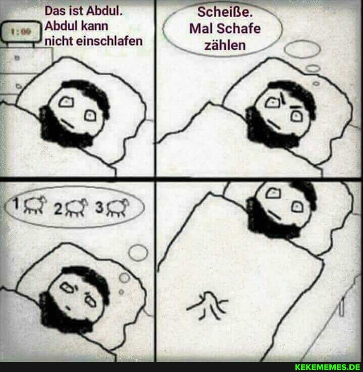 Das ist Abdul. "Scheiße.
Abdul kann MalSchafe nicht einschlafen zählen